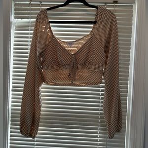 Tan Checkered Crop Top